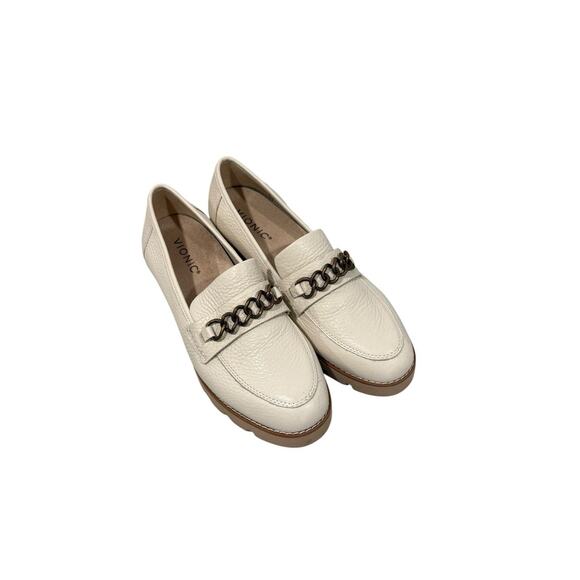 Vionic Emalyn Tumbled Leather Slip-On Loafers Cream Slip on Comfort Casual 7.5 - Picture 5 of 8